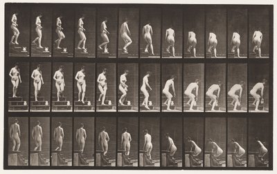 Prancha 149. Escadas Descendentes; Inclinando-se para levantar um jarro, 1872-1885 de Eadweard Muybridge