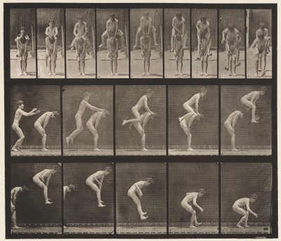 Prato 167. Saltar; Sobre as costas do rapaz (Saltar Sapo) de Eadweard Muybridge