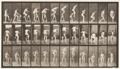 Placa 171. Como pisar em um cavalete; Pulando para baixo, girando de Eadweard Muybridge