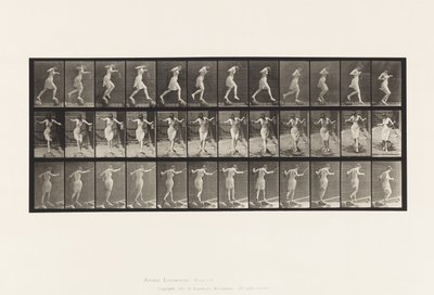 Placa 175. Travessia do riacho em degraus com vara de pesca e lata de Eadweard Muybridge