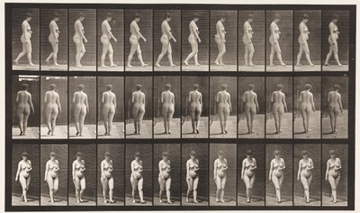 Placa 18. Caminhando, Mão Esquerda Através do Abdômen, 1872-1885 de Eadweard Muybridge