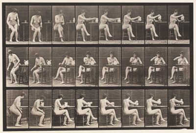 Placa 244. Pernas sentadas cruzadas, enchendo o cálice do jarro de Eadweard Muybridge