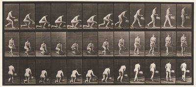 Placa 251. Ajoelhando-se no Joelho Esquerdo, Cesta na Mão Esquerda e Nascente, 1872-1885 de Eadweard Muybridge