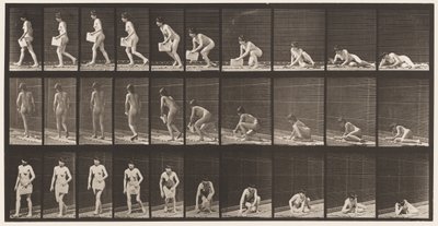 Placa 269. Surgindo do chão com o jornal na mão esquerda, 1872-1885 de Eadweard Muybridge