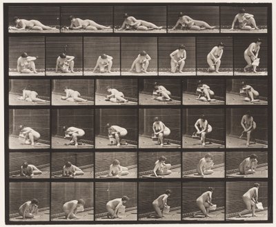 Placa 270. Surgindo do chão com panfleto na mão esquerda de Eadweard Muybridge