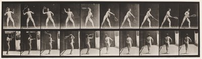 Placa 294. Tênis de gramado; Servindo de Eadweard Muybridge