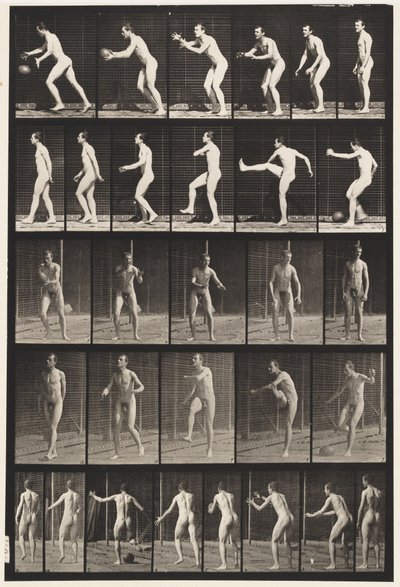 Placa 300. Bola de futebol; chute de queda, 1885 de Eadweard Muybridge