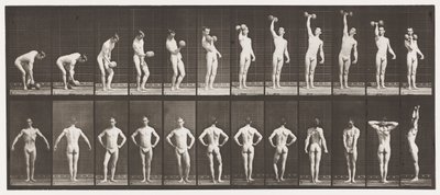 Placa 321. A, Levantando um Dumb-Bell de 50 libras; B, Posando de Eadweard Muybridge