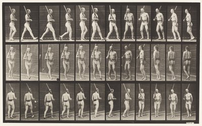 Placa 355. Em guarda, andando e dando meia-volta de Eadweard Muybridge