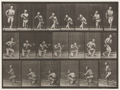 Placa 356. Ajoelhando-se, disparando e levantando-se de Eadweard Muybridge