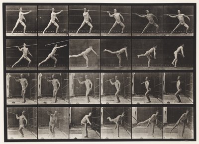 Placa 361. Arremessando uma Lança, 1872-1885 de Eadweard Muybridge