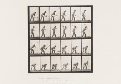 Placa 386. Mineiro usando uma picareta de Eadweard Muybridge