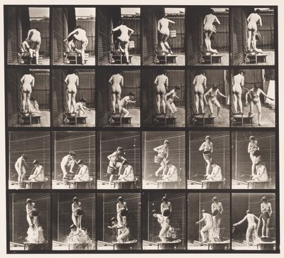 Placa 407. Dois modelos, 8 baldes de despejo de água sobre 1 de Eadweard Muybridge
