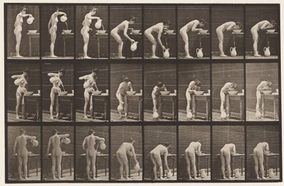 Prato 413. Verter água na bacia e lavar a cara de Eadweard Muybridge