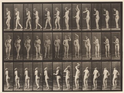 Chapa 426. Sanita; Escovar os cabelos e andar fora, 1872-1885 de Eadweard Muybridge