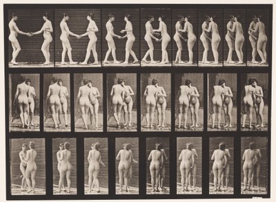 Placa 444. Dois modelos se cumprimentando e se beijando de Eadweard Muybridge