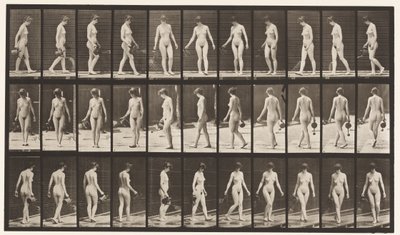 Placa 51. Andando e Virando-se, Usando Pote de Aspersão, 1872-1885 de Eadweard Muybridge
