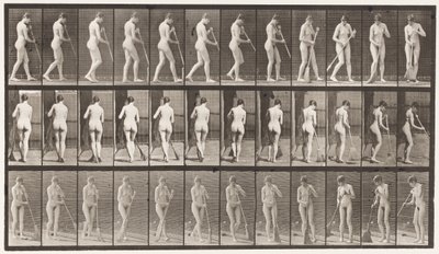 Placa 58. Caminhando, Virando-se, Varrendo o Chão de Eadweard Muybridge