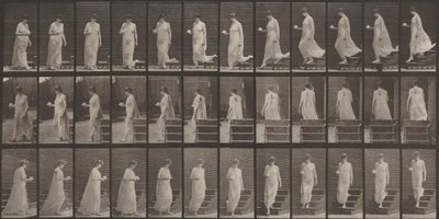 Prancha número 143. A descer escadas, uma chávena e um pires na mão direita de Eadweard Muybridge