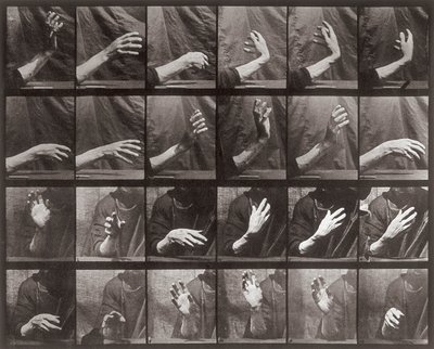 Sequência com movimento da mão, placa 535 da Locomoção de Animais (collotype) de Eadweard Muybridge