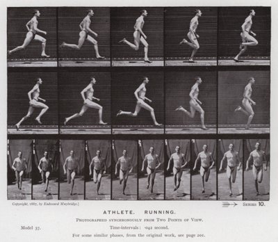 A Figura Humana em Movimento: Atleta, Corrida (foto a p/b) de Eadweard Muybridge