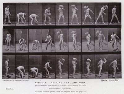 A Figura Humana em Movimento: Atleta, levantando uma pedra de 75 libras de Eadweard Muybridge