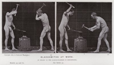 A figura humana em movimento: ferreiros em ação de Eadweard Muybridge