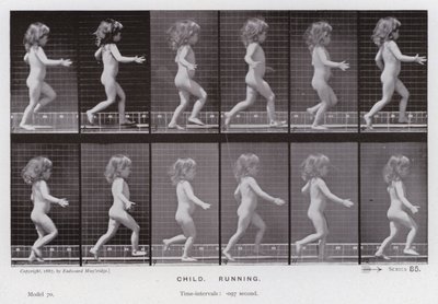 A Figura Humana em Movimento: Criança, em Movimento (foto a p/b) de Eadweard Muybridge