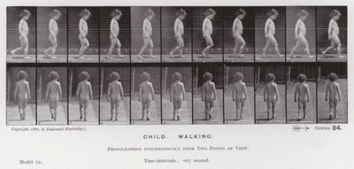 A Figura Humana em Movimento: Criança, Caminhando (foto a p/b) de Eadweard Muybridge