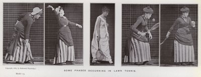 A Figura Humana em Movimento: Algumas fases que ocorrem no tênis de gramado (foto a p/b) de Eadweard Muybridge
