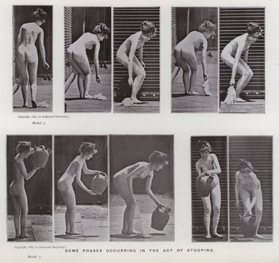 A Figura Humana em Movimento: Algumas fases que ocorrem no ato de se curvar de Eadweard Muybridge