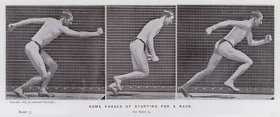 A Figura Humana em Movimento: Algumas fases do início de uma raça (foto a p/b) de Eadweard Muybridge