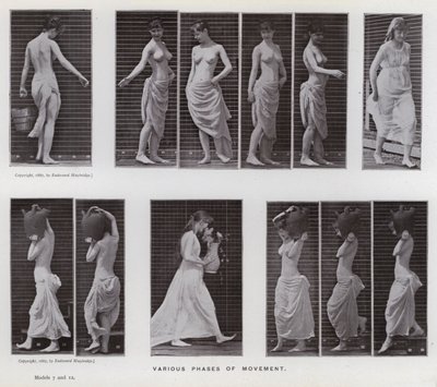 A Figura Humana em Movimento: Várias fases do movimento (foto a p/b) de Eadweard Muybridge