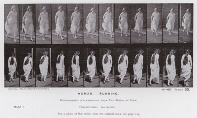 A Figura Humana em Movimento: Mulher, em Movimento (foto a p/b) de Eadweard Muybridge