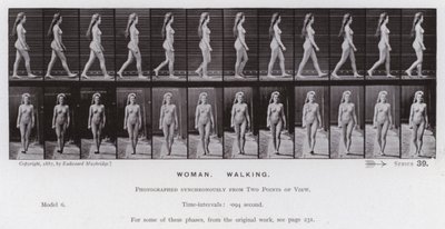 A Figura Humana em Movimento: Mulher, Caminhando (foto a p/b) de Eadweard Muybridge