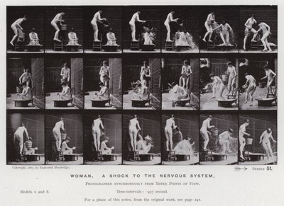 A Figura Humana em Movimento: Mulher, um choque para o sistema nervoso (foto a p/b) de Eadweard Muybridge