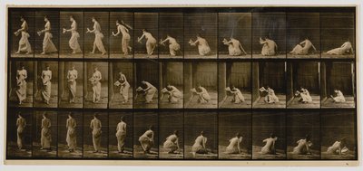 Mulher a levantar-se do chão, do livro Animal Locomotion de Eadweard Muybridge