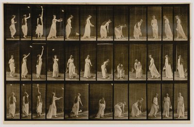 Woman Throwing Handkerchief in Air, Picking It Up, do livro Animal Locomotion de Eadweard Muybridge