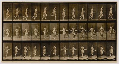 Mulher a usar corda de saltar, do livro Animal Locomotion de Eadweard Muybridge