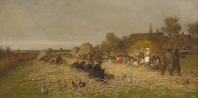 Abelha descascando, ilha de Nantucket, 1876 de Eastman Johnson