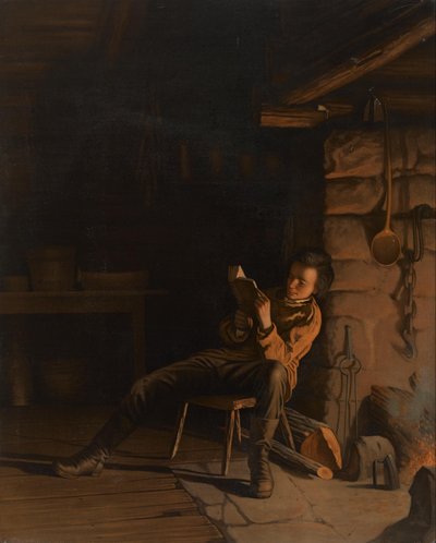 A Infância de Lincoln. (Uma Noite na Cabana de Troncos.) de Eastman Johnson