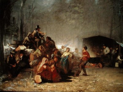 A Festa no Acampamento Maple Sugar, c.1861-66 (óleo sobre tela) de Eastman Johnson