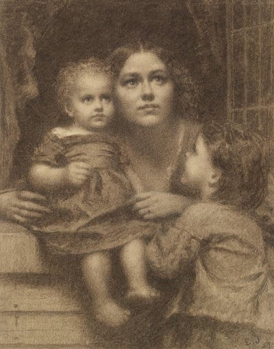 Mulher com duas crianças junto a uma janela de Eastman Johnson
