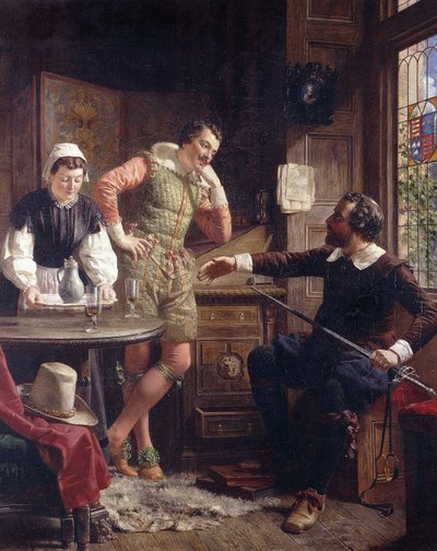 Ben Jonson descrevendo seu duelo com Drummond em Hawthornden, de Ebenezer Crawford