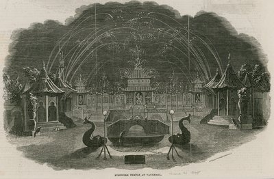 Templo de fogos de artifício no Royal Vauxhall Gardens, Londres de Ebenezer Landells