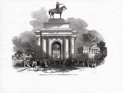 A estátua de Great Wellington, como seria de Constitution Hill, publicado em &39;The Illustrated London News&39;, 3 de outubro de 1846 de Ebenezer Landells