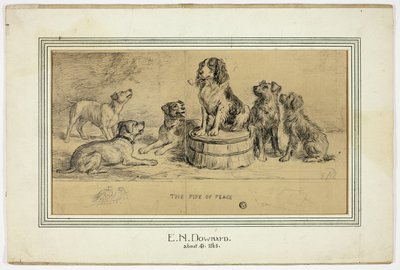 O Cachimbo da Paz (frente); Esboço da Rua da Aldeia (verso) de Ebenezer Newman Downard