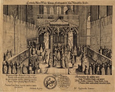 A coroação do rei Fernando II como Sacro Imperador Romano de Eberhard Kieser