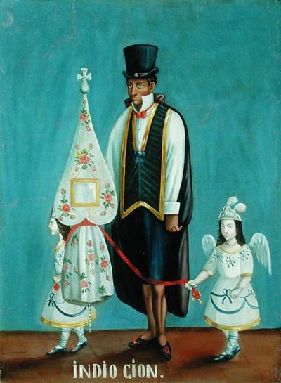 Indio Cion, c.1875 (óleo sobre tela a bordo) de Ecuadorian School