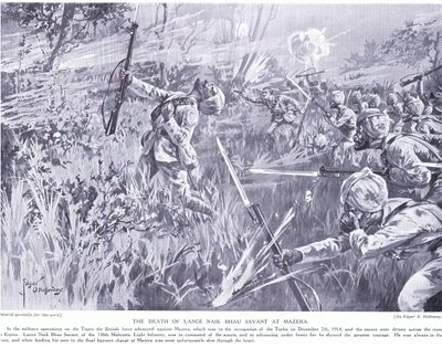 A morte de Lance Nak Bhau Savant em Mazera em Tigris em dezembro de 1914 de Edgar Alfred Holloway
